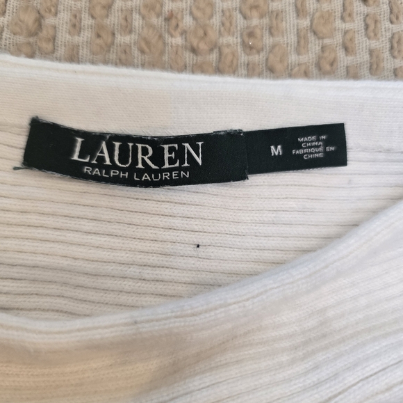 Lauren Ralph Lauren Boatneck Sweater Medium White With Gold Buttons - Picture 5 of 11